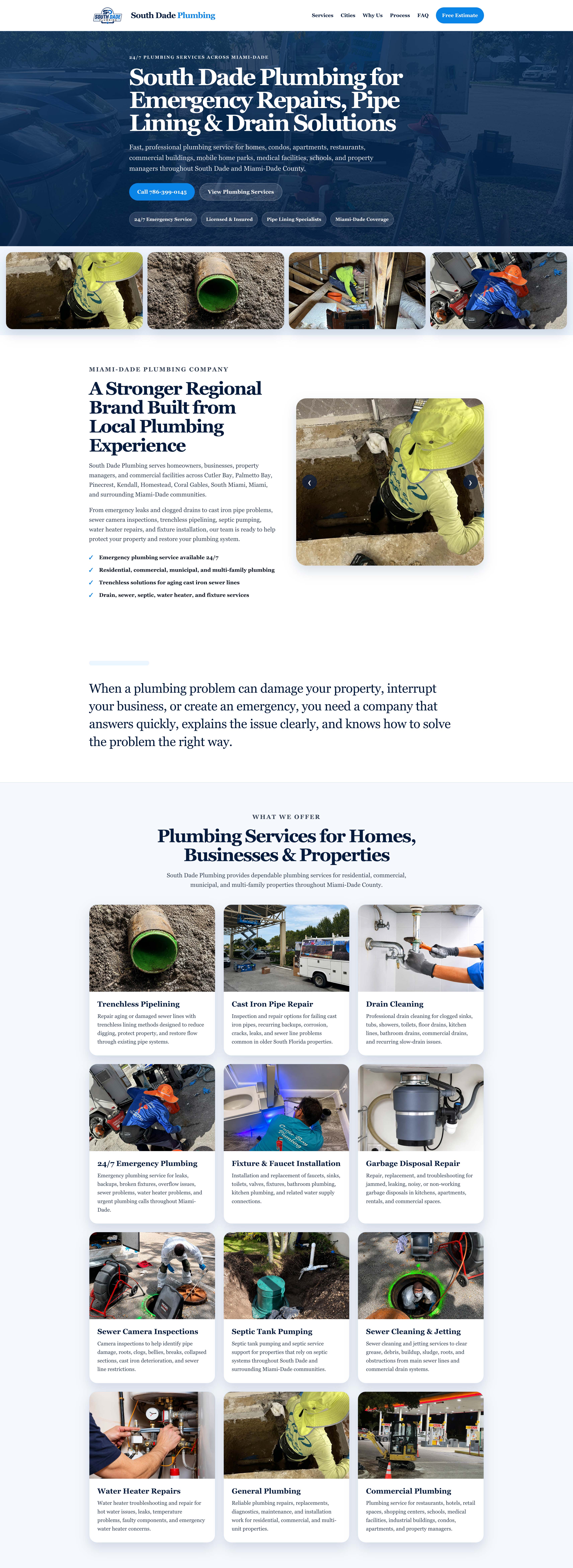 South Dade Plumbing website homepage