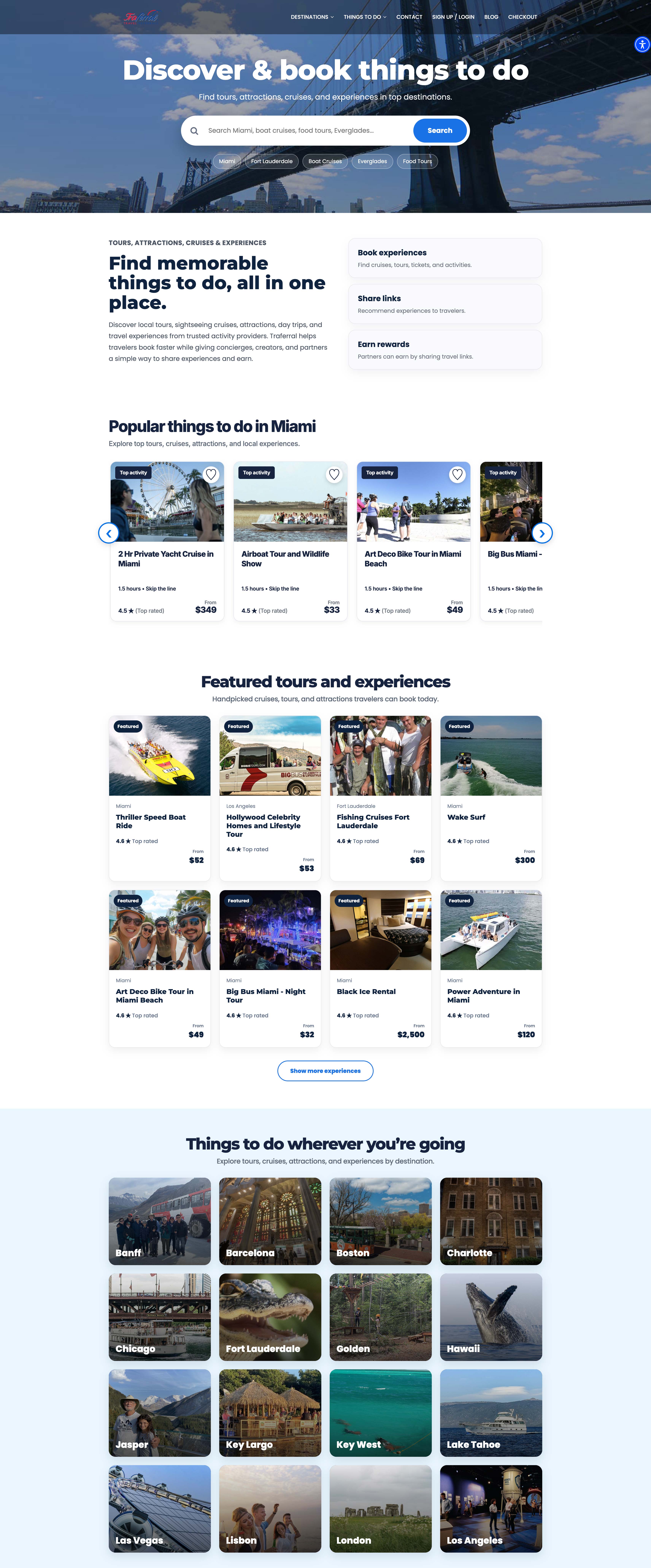 Traferral online travel marketplace and booking platform